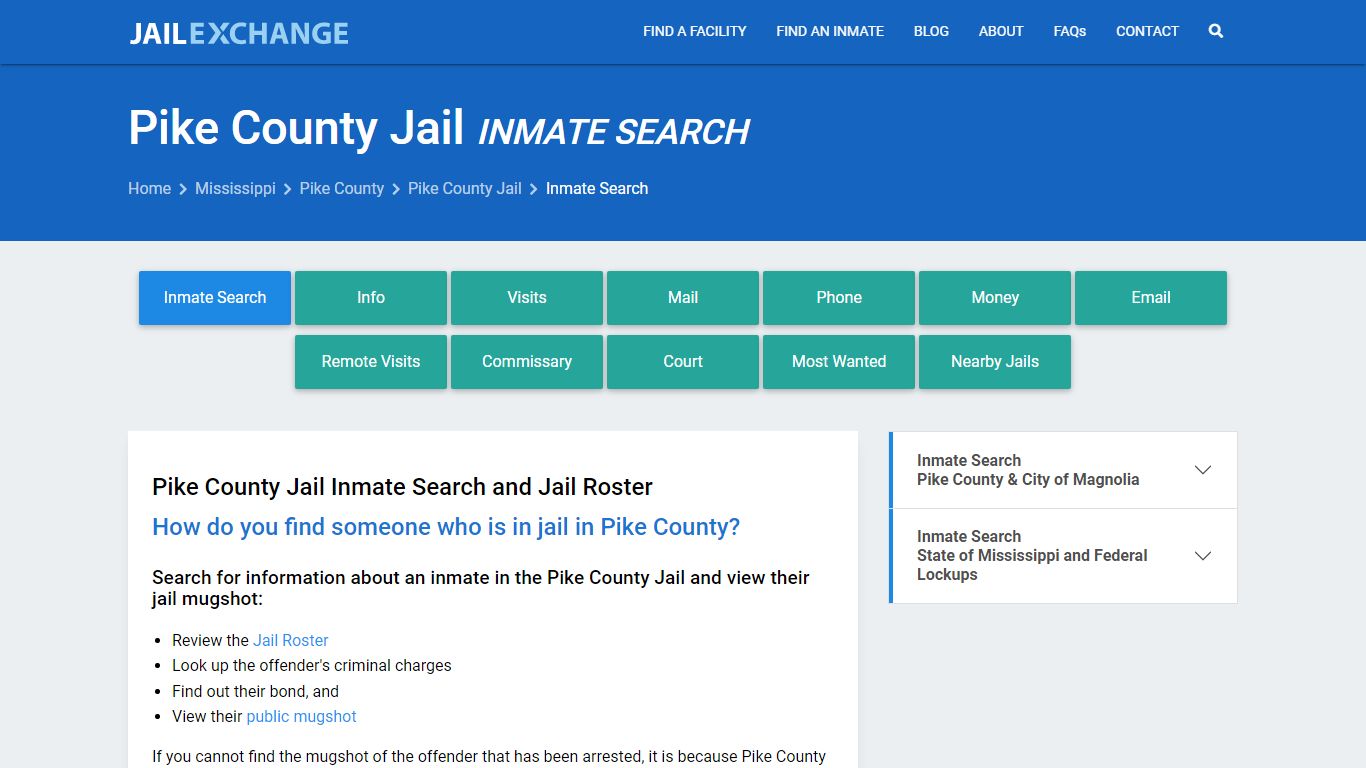 Inmate Search: Roster & Mugshots - Pike County Jail, MS
