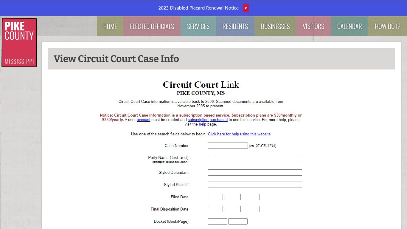 View Circuit Court Case Info | Pike County